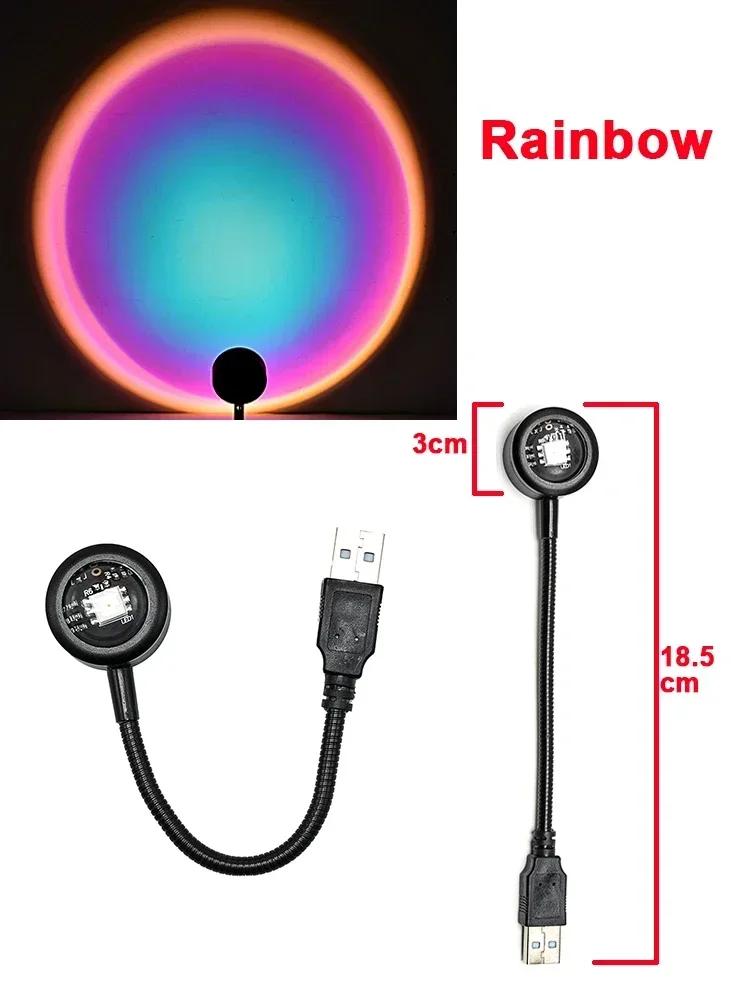 USB Sonnenuntergang Licht LED Regenbogen Nachtlampe Projektor Fotografie Wand Atmosphärenlampe Für Schlafzimmer Zuhause Geschenk Festival Deko Beleuchtung