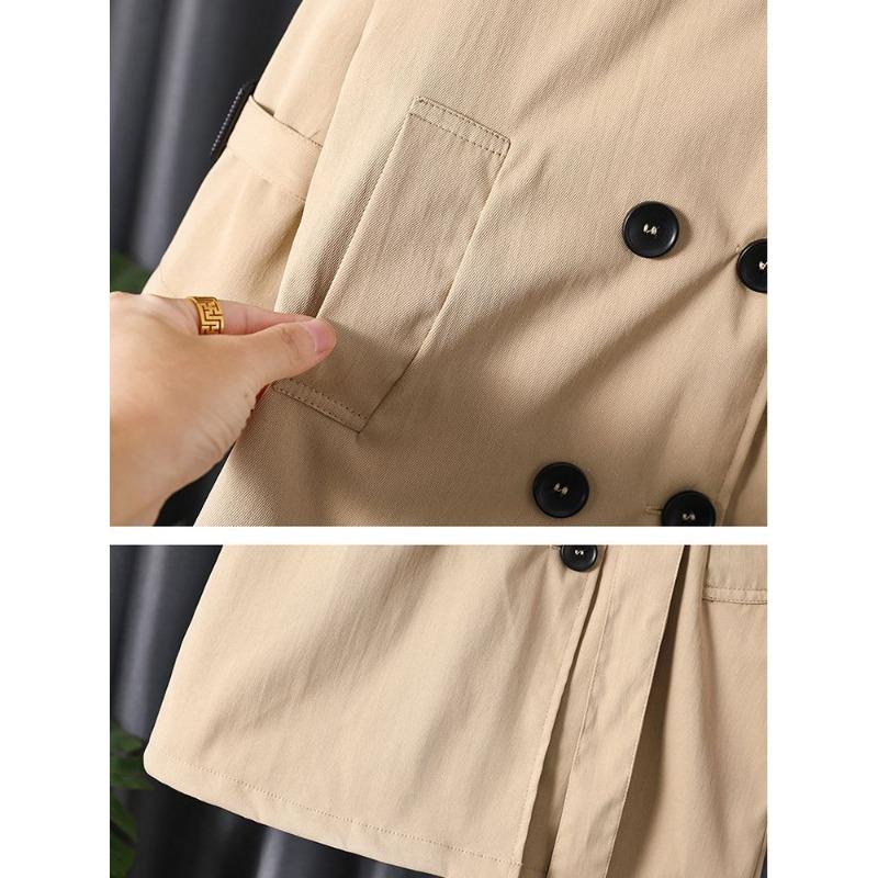 Girls' Windbreaker Spring Children's Mid-length Solid Color Waist Lapel Jacket Fashion British Style Coat