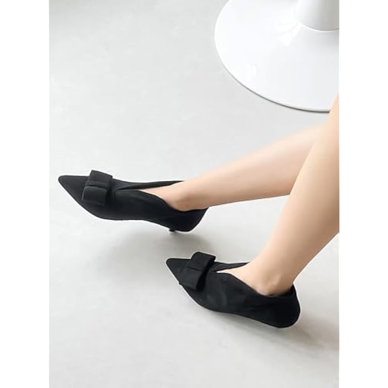 

Shoetopia Women S Blacksuede Ankle Boot Heels Pointed Toe With Bow Detail, Stylish & Comfortable Shoes Eu37 4 UK чёрный