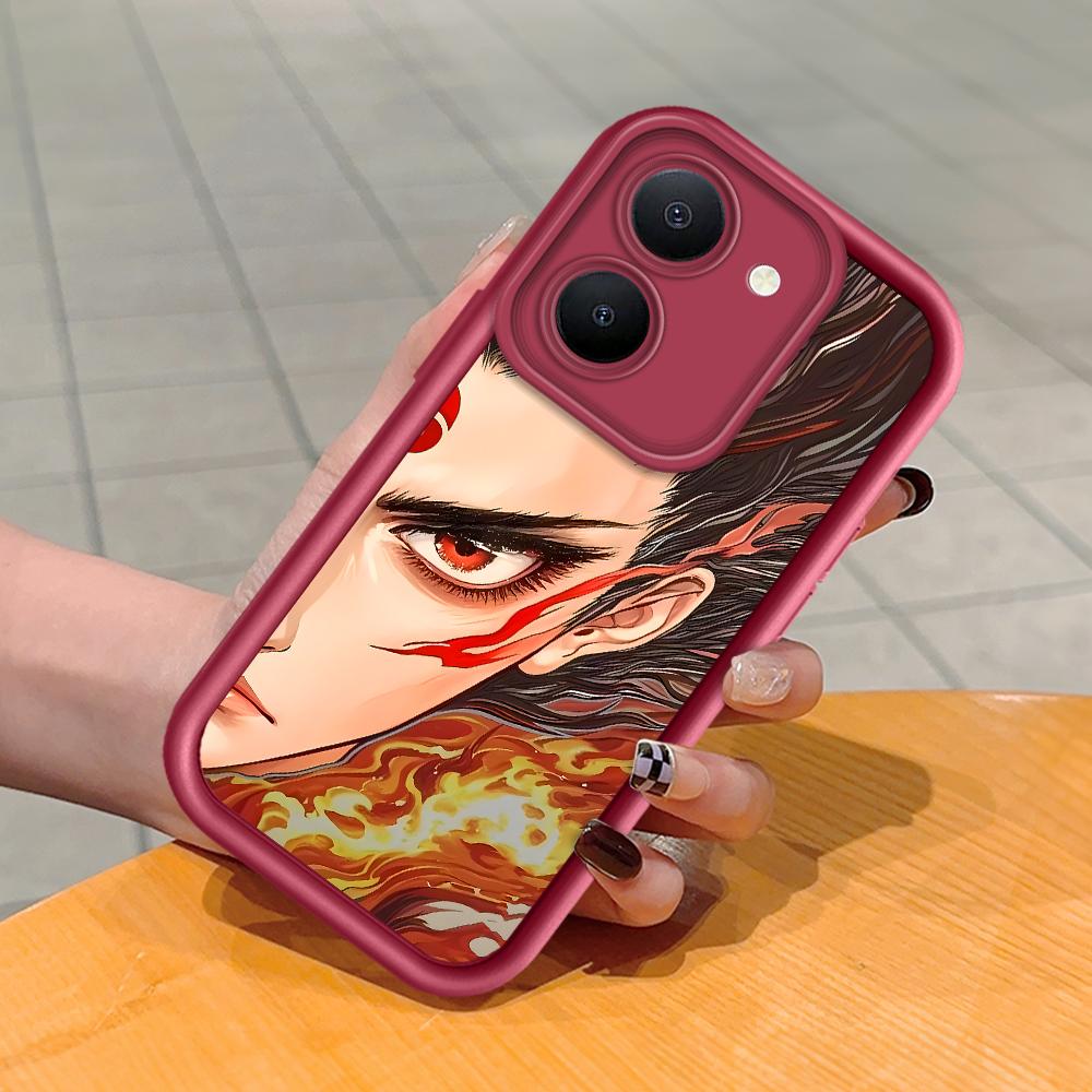 

Мягкий силиконовый квадратный чехол с рисунком лестницы для телефона, полное покрытие, противоударный защитный резиновый чехол для камеры для Vivo Vivo Y21S темно-красного