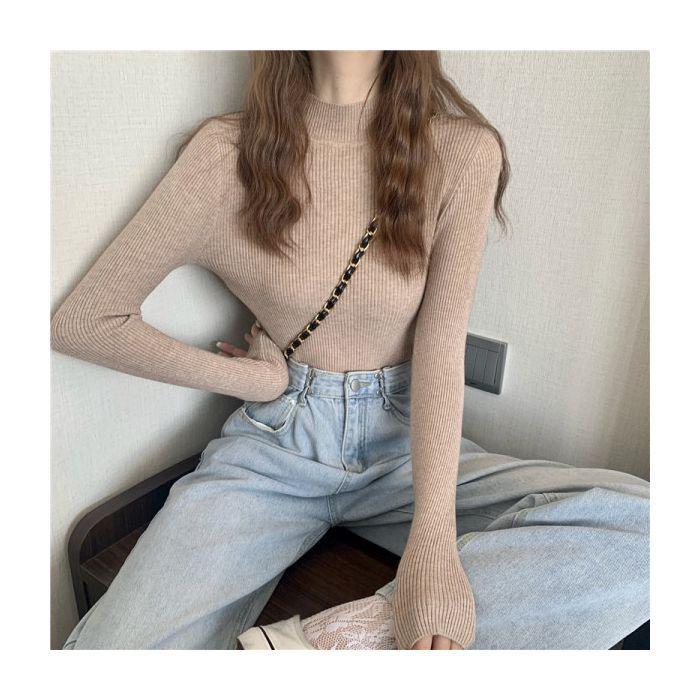 Women's Slim Fit Solid Color Knit Turtleneck Sweater
