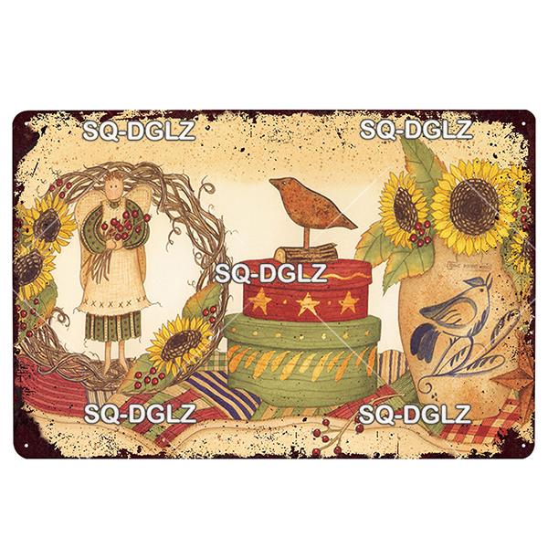 Placă de afiș din metal cu flori, placă de metal vintage, placă de tablă, decor de perete pentru hambar, cameră, bucătărie, garaj, pictură de fier