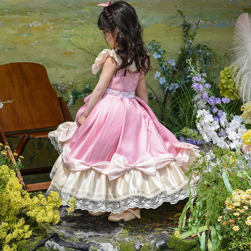 Dziewczęca sukienka Lolita na imprezę, letnia, wiktoriańska, retro, Lolita, elegancka, księżniczka, dziecięca suknia balowa