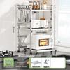 Adjustable Pull-out Microwave Oven Rack – Multi-functional Stainless Steel Shelf for Kitchen Countertop Cookware Storage