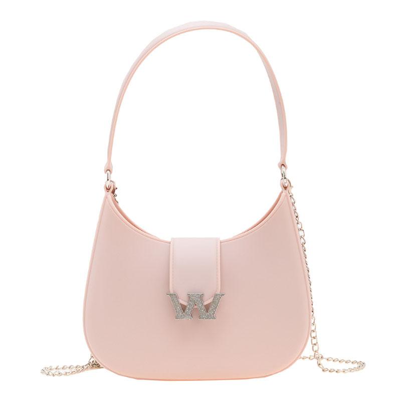 Fashion Simple New Jelly Bag Diamond Buckle Pop Candy Color Moon Bags Daily All-Matching Underarm Single Shoulder Crossbody Pack