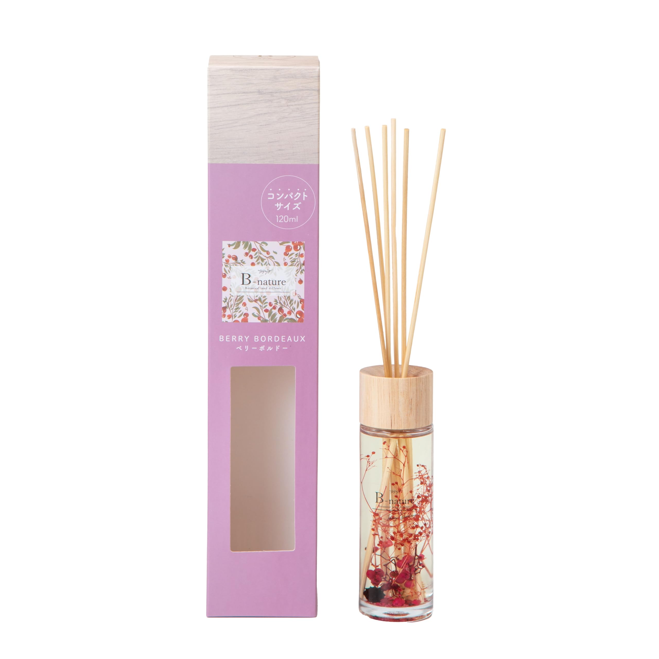 

FUJIEI Reed Diffuser Berry Bordeaux 120ml Herbarium Botanical Fragrance Interior Air Freshener Entranceway Toilet Bedroom B-nature BN-002