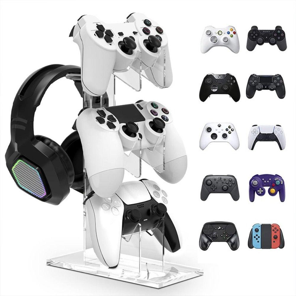 Universeller 3-Schicht-Controller-Halter Acryl Multifunktionaler Kopfhörerhalter Langlebig für PS5/PS4/PS3/PS2/Switch Pro/Xbox