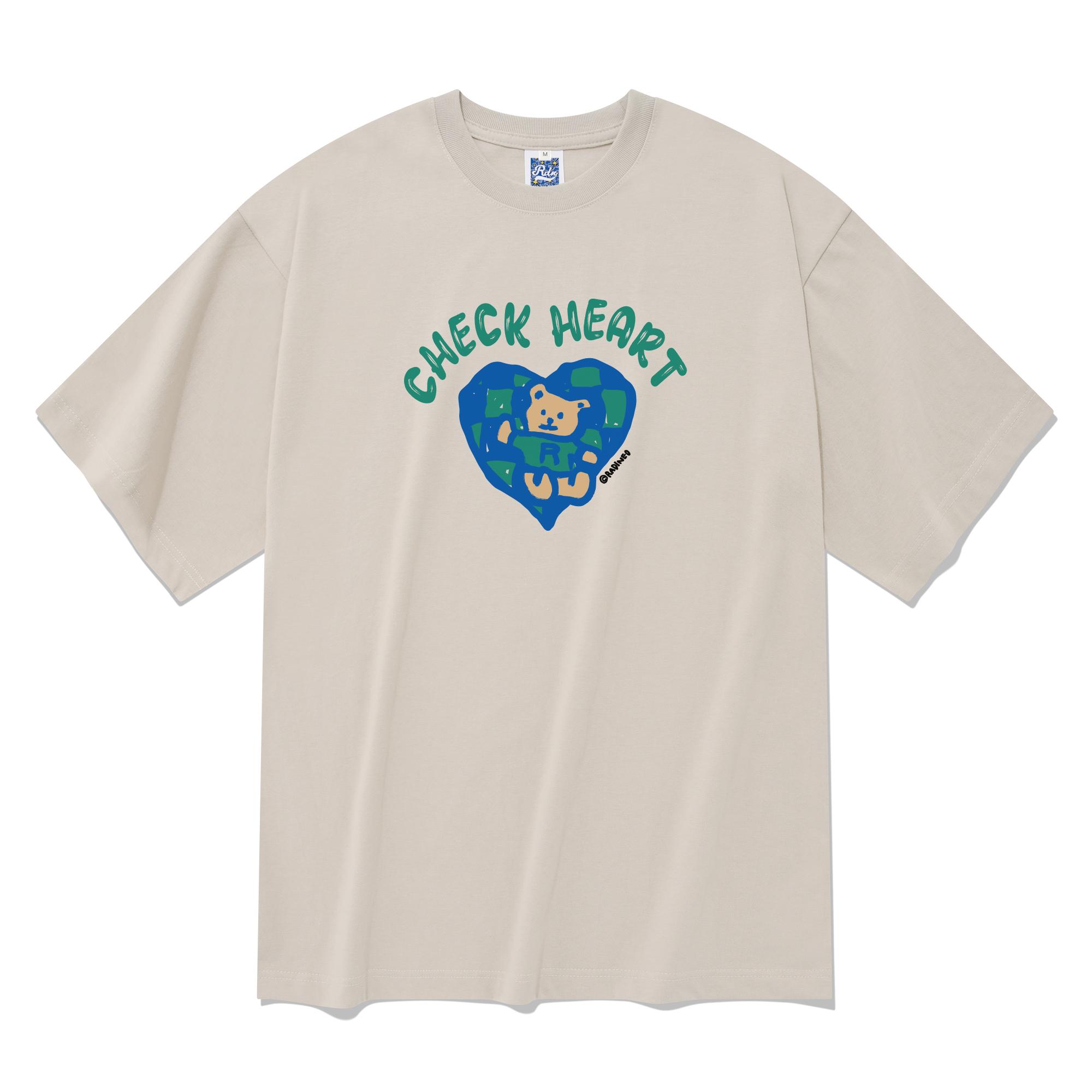 Radineo Check Heart Short Sleeve T-Shirt Beige Xl