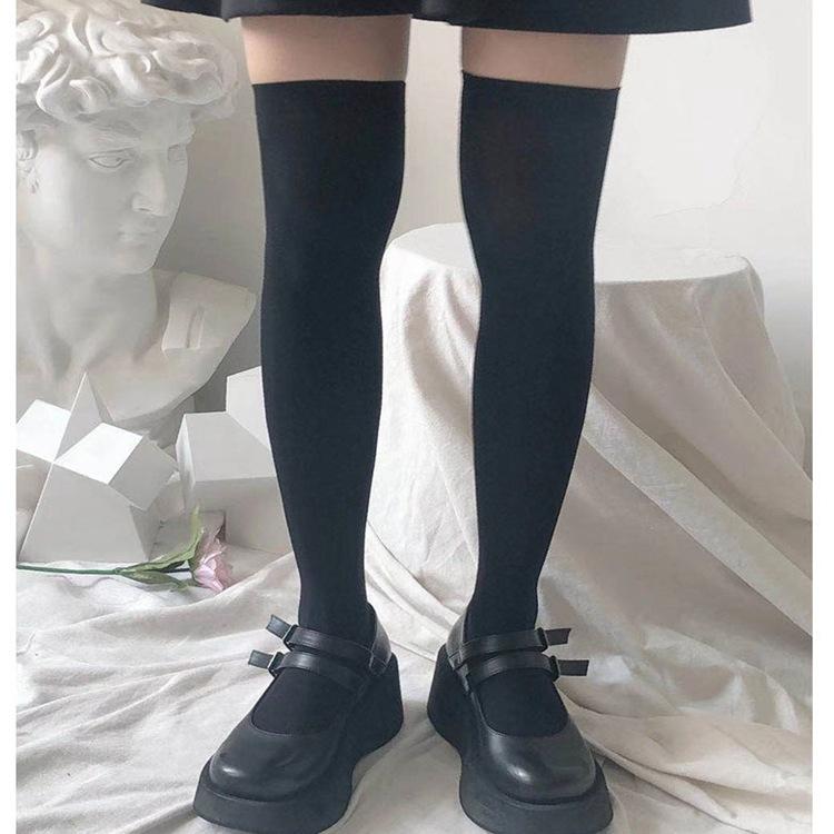 Calf socks JK Women s summer velvet black over-the-knee socks, long socks, mid-calf socks, short socks, long stockings, tube socks 20CM чёрный