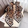 Luxury 90*90Cm Square Scarf For Women Elegant Ladies Hijab Leopard Neckerchief Soft Stain Imitation Silk Scarves Length Shawl