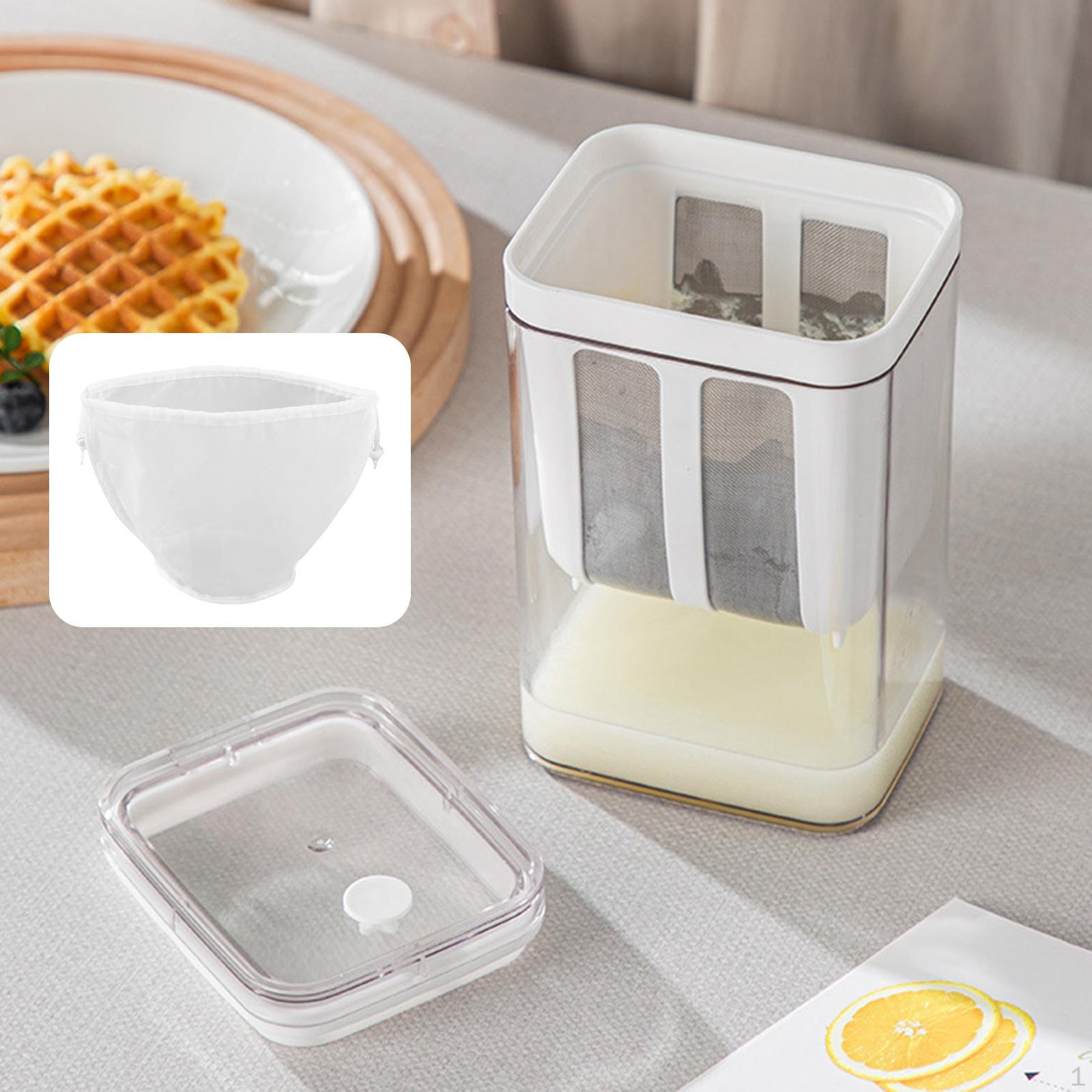 

Dairy Strainer, Whey Container, Versatile Basket with Lid, Fine Mesh Utensil for Infusions And 1100ml