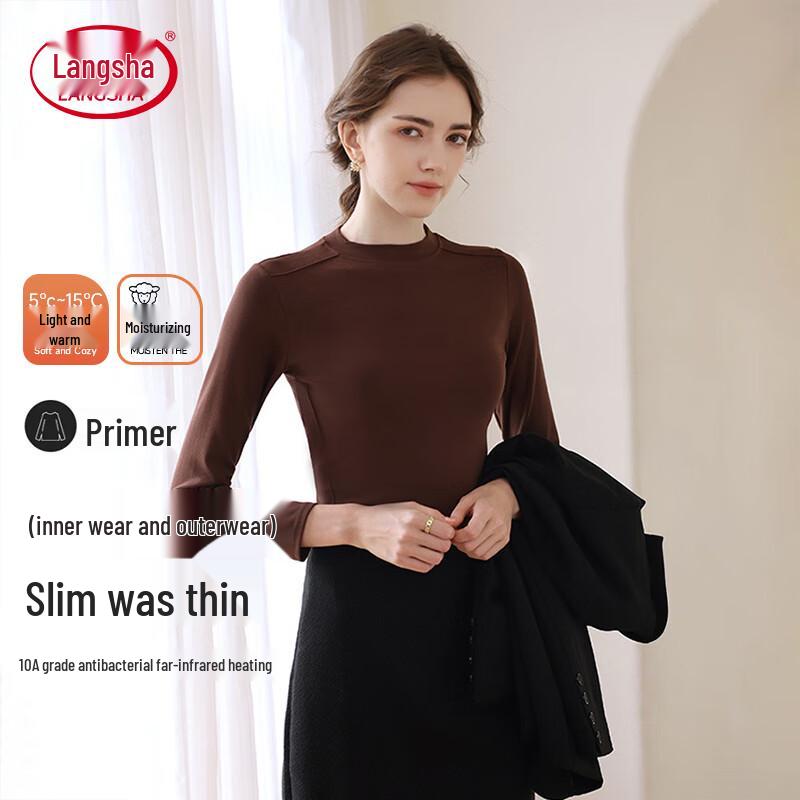 

Langsha Women s Thermal Semi-High Collar Long Sleeve Base Layer Top L