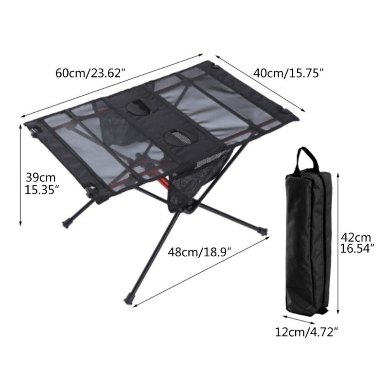 Portable Aluminium Alloy Camping Table Lightweight Outdoor Folding Garden Table with Cups Holder For Picnics Hiking BBQ