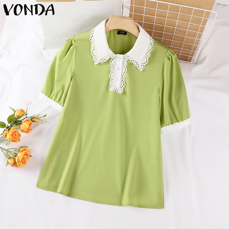 

Летние женские топы VONDA с ​​короткими рукавами и кукольным воротником