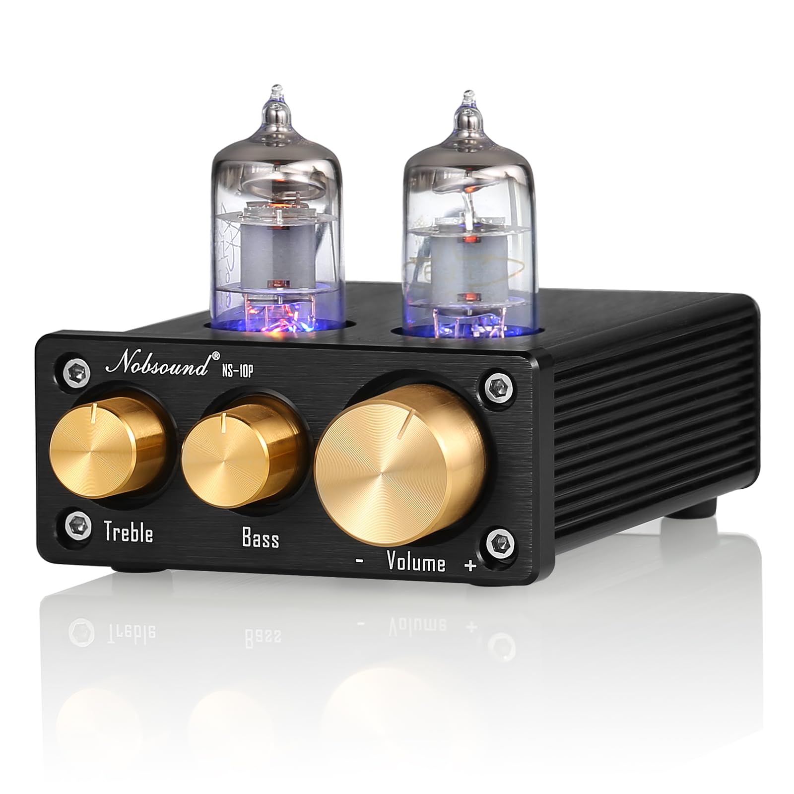 

Nobsound NS-10P Mini Vacuum Tube Preamp, Hi-Fi AUX Line Preamp with Adjustable Treble and Bass
