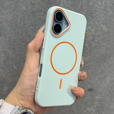 Custodia magnetica morbida in silicone opaco di lusso per Magsafe per iPhone 16 16E 15 14 13 12 Pro Max 11 Colore a contrasto Cover con paraurti antiurto