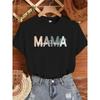 Damski spersonalizowany T-shirt Mama z własnym imieniem Rodzina Okrągły dekolt Casual Na każdą porę roku Prezent na Dzień Matki Pamiątkowy T-shirt