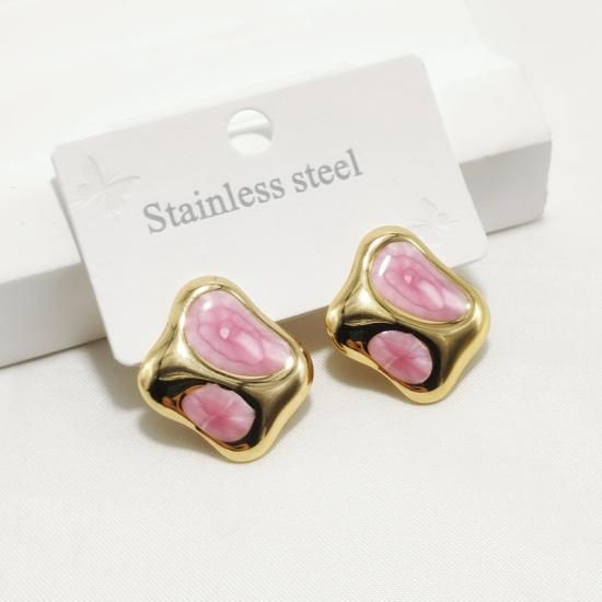 

Трендовые ретро красочные эмалевые и полированные металлические асимметричные серьги-пусеты - Новые трансграничные модные серьги-заявления камео розовый