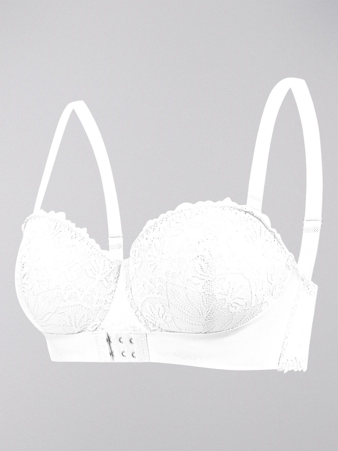 

Sexy underwear Thin comfortable gathering and closing pair of breasts Steel ring adjustment type Lace back bra 70B белый