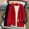 Plus Size Women's 2-Piece Sweater Cardigan Set, Bust 150/160 Loose Fit