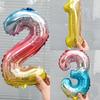 16-tums Regnbågsfärgad Sifferballong för Baby's Första Födelsedag eller Jubileumsfirande Dekorationer