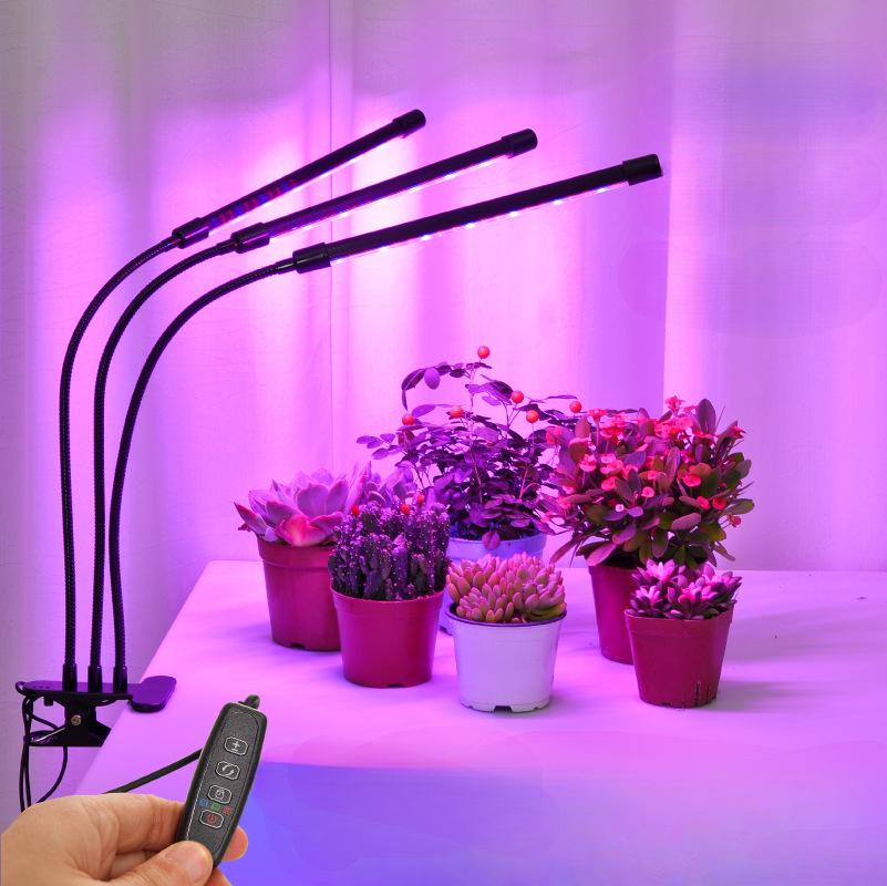 Fernbedienung LED Pflanzenwachstum Mehrkopf-Clip Pflanzenlampe Blumen-Timing Vollspektrum Tisch Sukkulenten Fülllicht