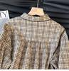 Autumn Literature and Art Yarn-dyed Plaid Doll Collar Plaid Shirt Blouse Women