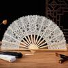Hollow Ribs Embroidered Folding Fan Tassel Pendant Dance Handheld  Fan  Dance Performance