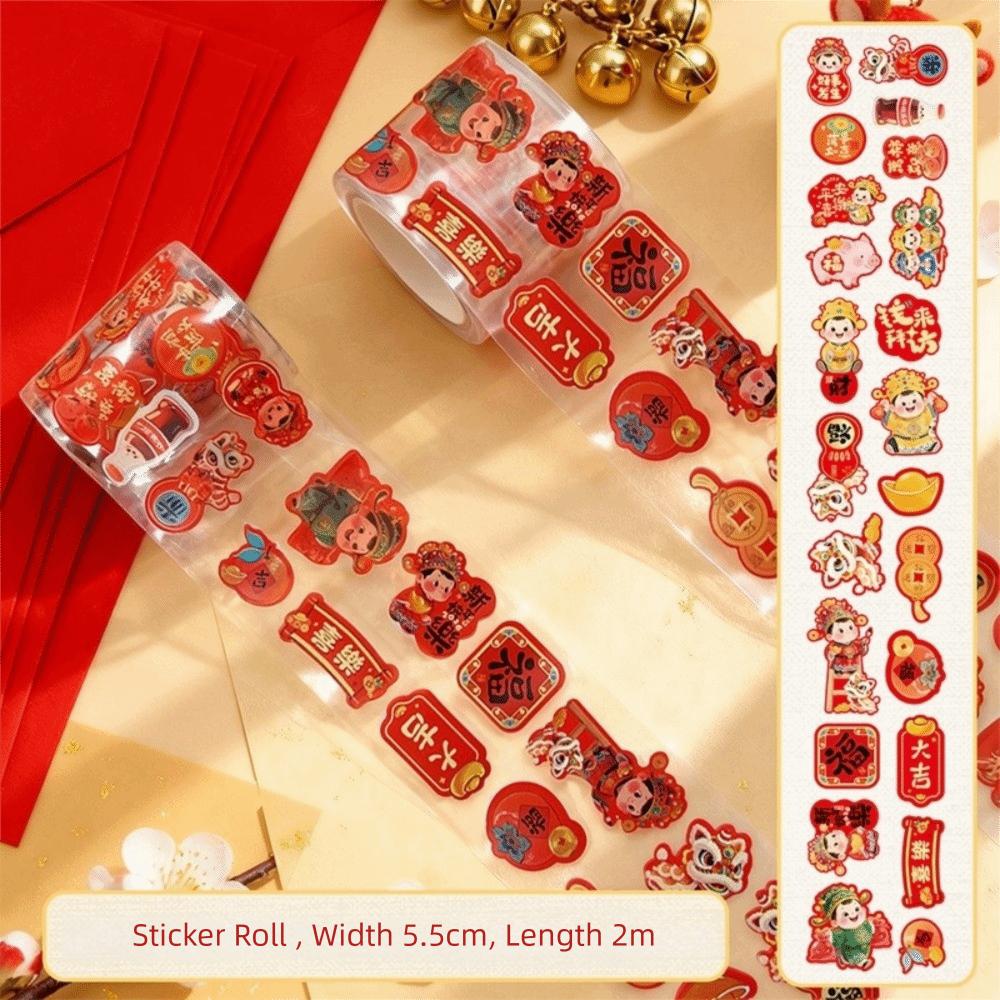 500Pcs/Roll Cartoon Chinese New Year Stickers Stationery Sticker Removable Spring Festival Stickers Adhesive Packaging Stickers