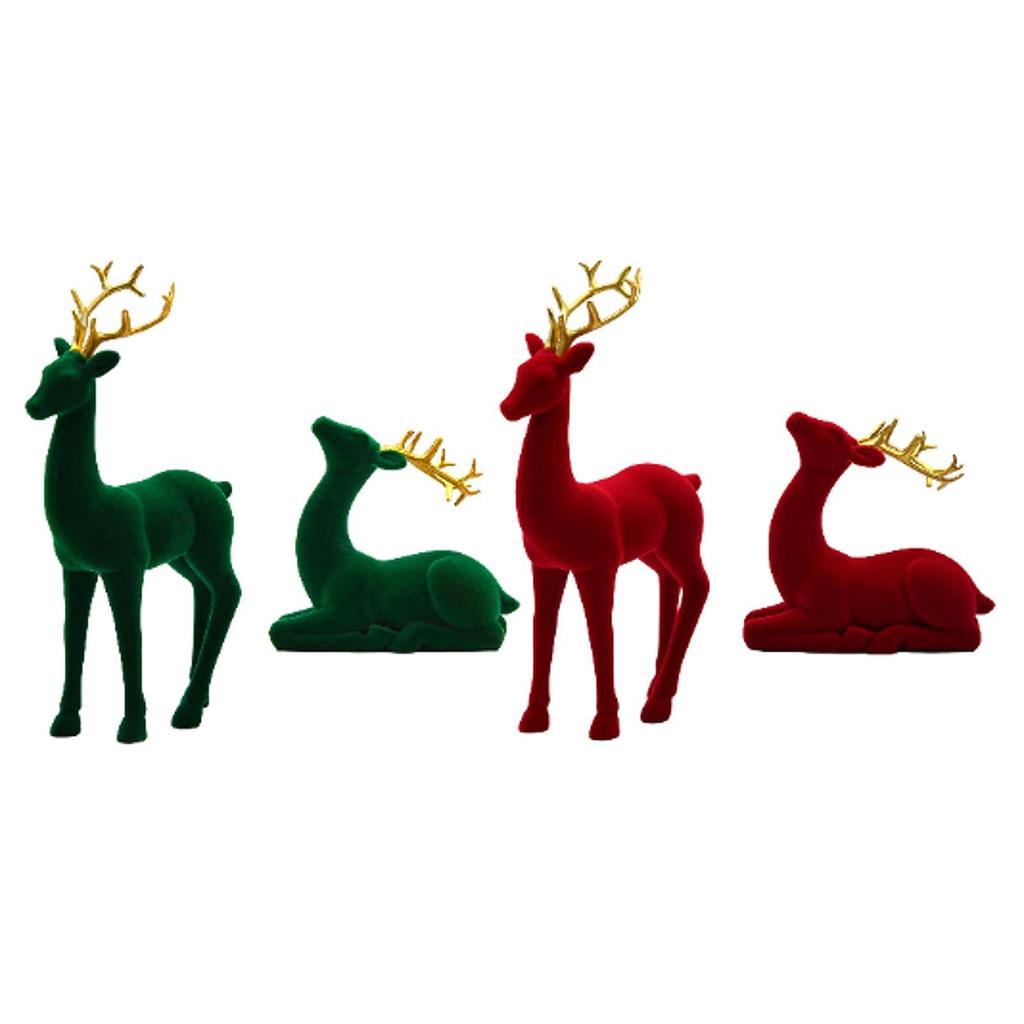 Reindeer Figurines Tabletop Ornaments Resin Christmas Decor Creative Modern Elk Sculptures for Farmhouse Desktop Office Gifts