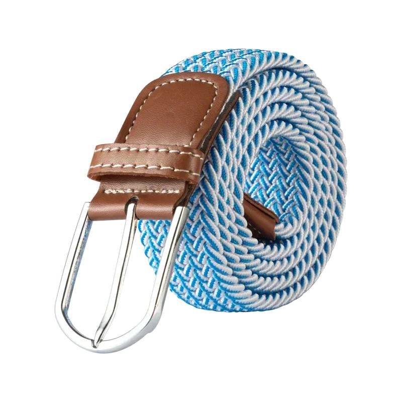 

107/120/130cm Unisex Women Men Elastic Belt Striped Women Stretch Belt Braided Casual Waist Pin Buckle Belts Girdle 60 Colors FB 107cm