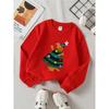 Europäische Größen Rundhals-Sweatshirt für Mädchen mit gepunktetem Hund & Weihnachtsbaum, Weiche bequeme Sportbekleidung & Freizeitkleidung für Kinder & Jugendliche