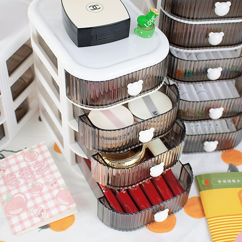 Desktop Multi-layer Drawer Storage Box Organizer Desktop Stationery Box Pen Holder Cute Children's Hair Accessories Storage Rack