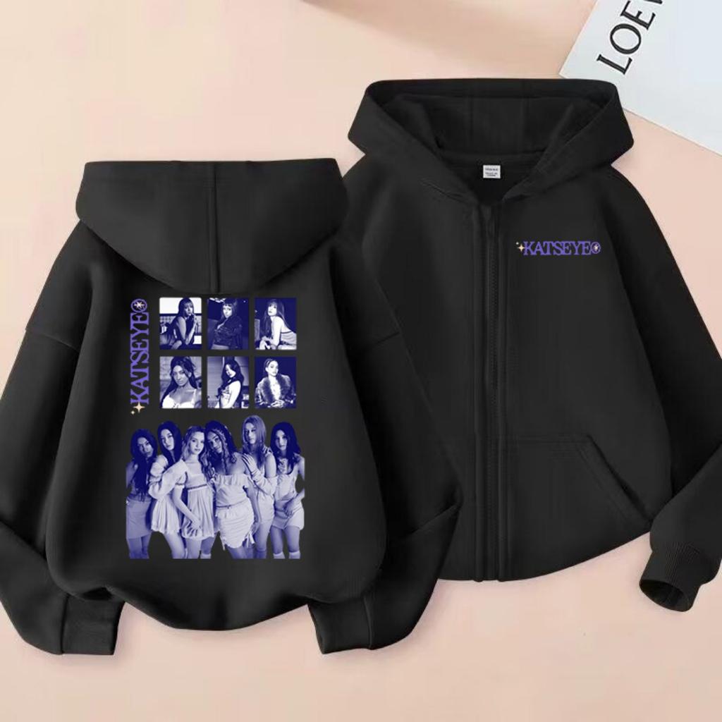 2026 Nye Børnepige Tøj Katseye Lynlås Hættetrøje Drenge Mode Afslappet Sweatshirt Børn KATSEYE Lynlås Hætte Toppe