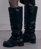 DAMIO Belted Slouch Long Boots (Black)