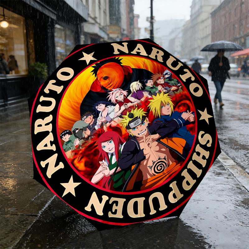 Naruto World 8 Ribs 3Fold Black Glue Uv Protection Umbrella Sun Protection Rainproof Compact Folding Umbrella For Travel Daily Use C923244