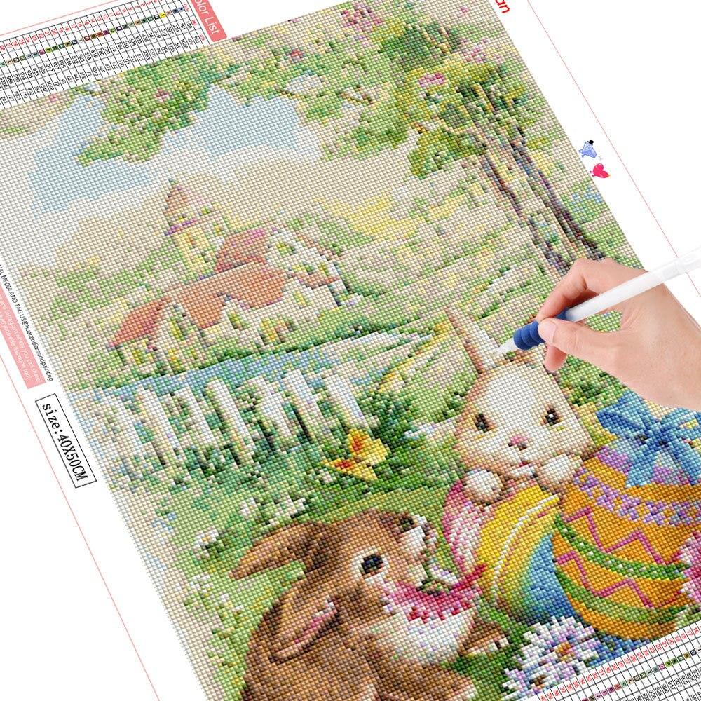 Full Square/Round Diamond Painting Easter Animal 5D DIY Diamond Embroidery Sale Rabbit Chicken Mosaic Handmade Gift