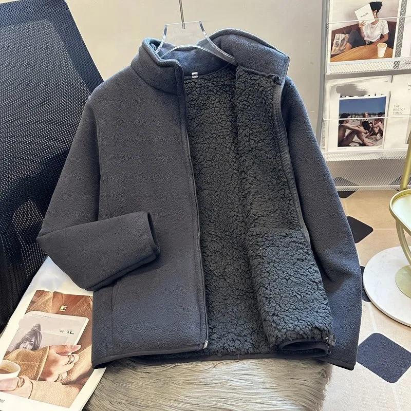 Fashion Polar Fleece Sweatshirt Women's Stand-up Collar Short Coat Autumn Winter Zipper-up Thicken Jacket Lady Warm Tops