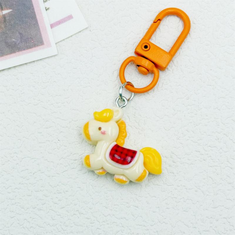 

2026 Year Of The Horse Keychain Cute Cartoon Mascot Pony Resin Keyring Backpack Pendant Decoration New Year Party Gift D