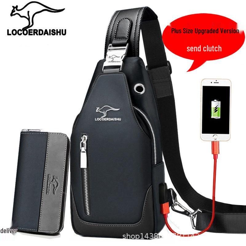 Men's Waterproof Oxford Cloth Crossbody Chest Bag - Korean Style, Trendy, Wear-Resistant, Single Shoulder Bag