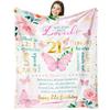 Happy 21st Birthday Gifts Women Female 21 Year Old Idea Blanket 60x50 Inch