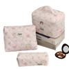 Fashion Bow Women Makeup Bag Large Capacity Multifunctional Cotton Quilted Zipper Bag Toiletries Handbag