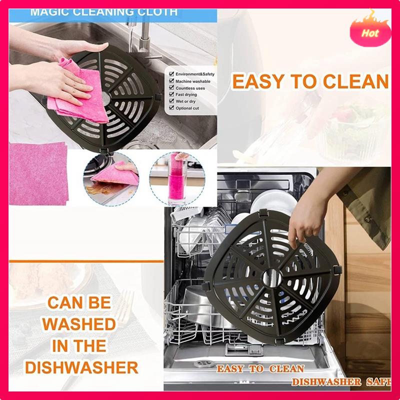 

2X Air Fryer Grill Crisper Tray For Dash 2.6QT Tasti-Crisp Digital Air Fryer With Air Fryer Rubber Feet 21CM