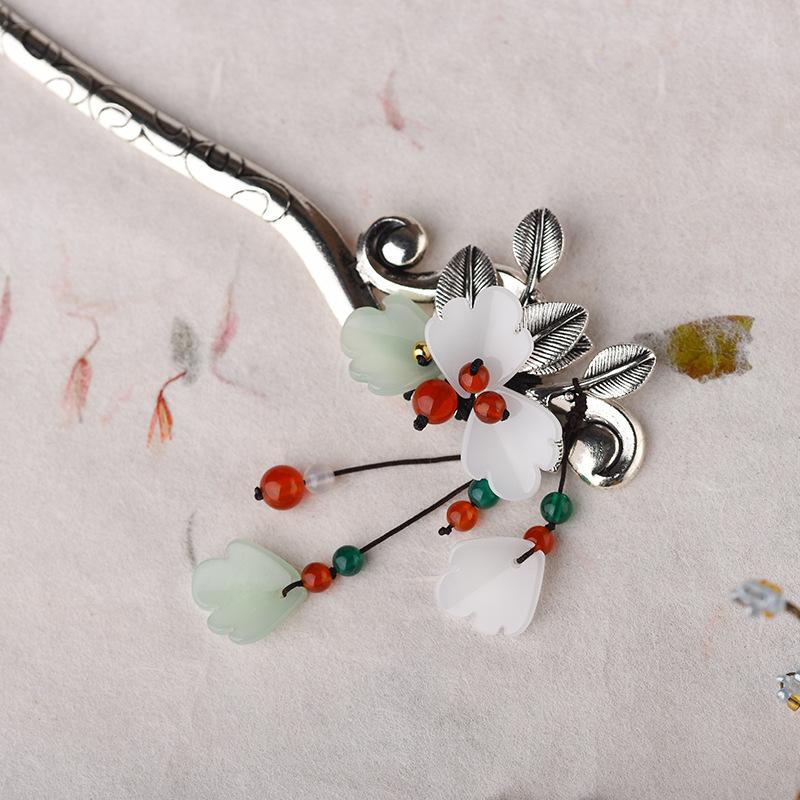 Temperament Leaves and Flowers Ancient Silver-alloy Hairpin