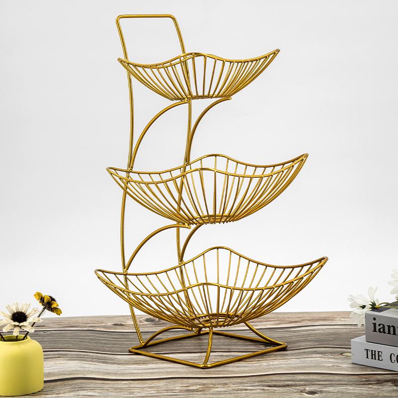 European Style Three-Tier Fruit and Snack Storage Rack for Living Room Coffee Table