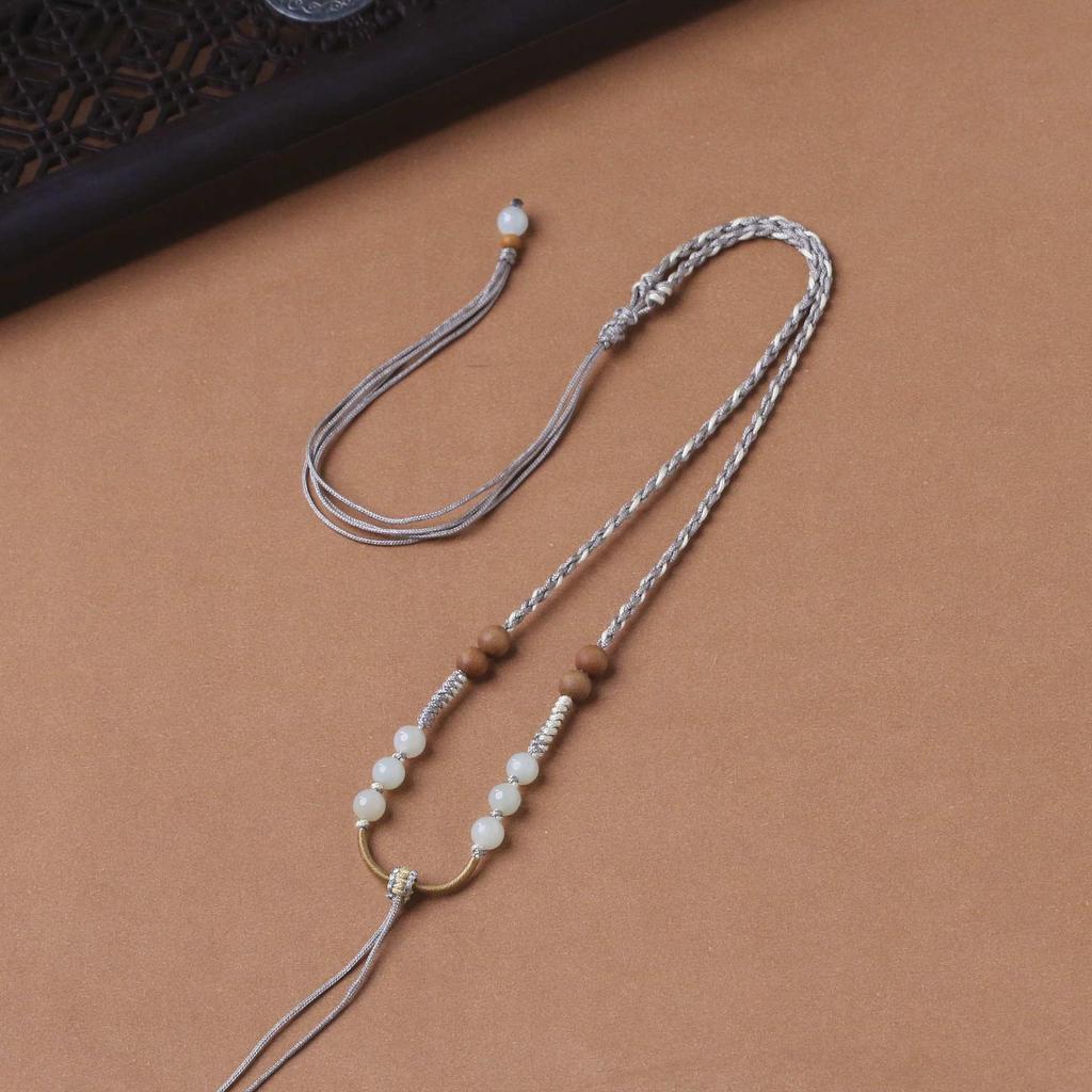 Exquisite Jade Pendant Necklace with Thin Red Rope for Men and Women