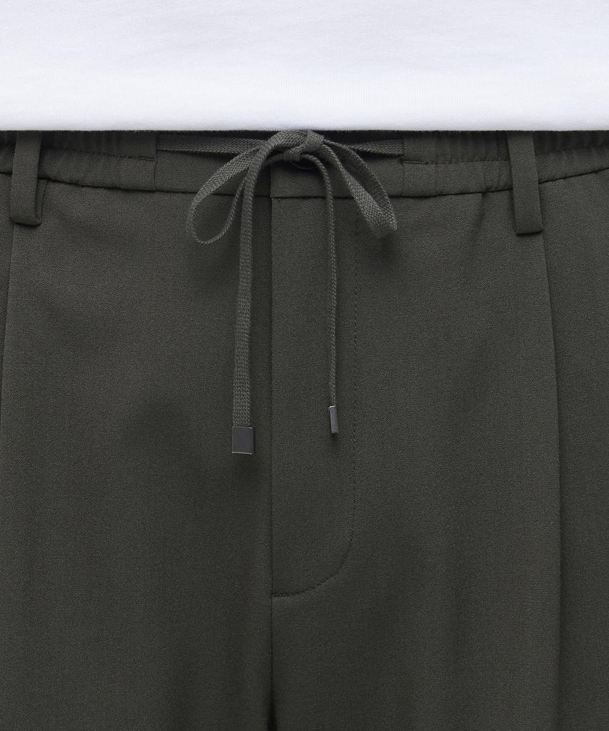Musinsa Standard Lightweight Wide Drawstring Banded Crop Slacks [Dusty Khaki]