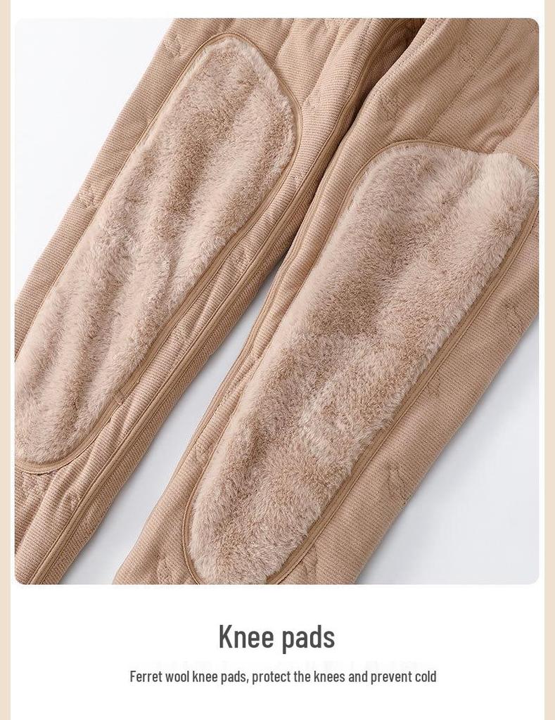 Aerogel Insulated Fleece Leggings: Men's & Women's Winter Cotton Pants with Triple-Layer Knee Protection.