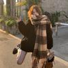 Premium Scarf Women's Autumn and Winter Korean Retro Plaid Shawl Thickened and Warm Yu Shuxin Scarf