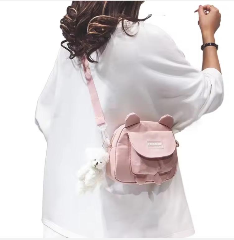 Japanese Style Small Bag Female Fashion Wild Cute Messenger Kitty Bag Ins Korean Student Canvas Shoulder Bag Mobile Phone Pouch